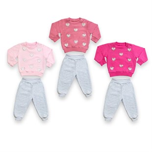 Buude Kids Pullu Kalp Nakışlı Kız 2'Li Takım