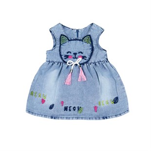 Cincır Baby Kedi Nakışlı Kız Çocuk Elbsie