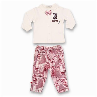 Flexi Baby Papyonlu Nakışlı 2'Li Bebek Takım