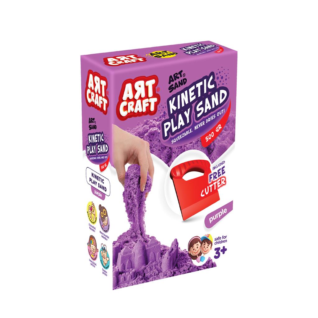 Aksesuarlı Kinetik Oyun Kumu Mor 500 gr | 3+ Yaş Art Craft Dede Marka
