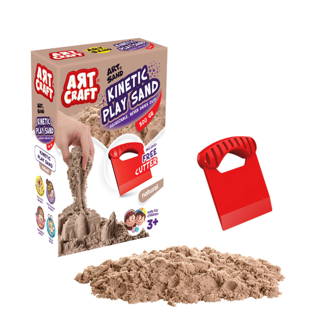 Aksesuarlı Naturel Kinetik Oyun Kumu 500 gr 3+ Yaş| Art Craft Dede Marka 