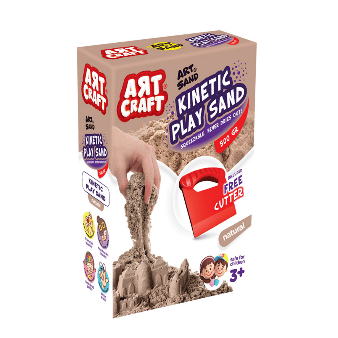 Aksesuarlı Naturel Kinetik Oyun Kumu 500 gr 3+ Yaş| Art Craft Dede Marka 