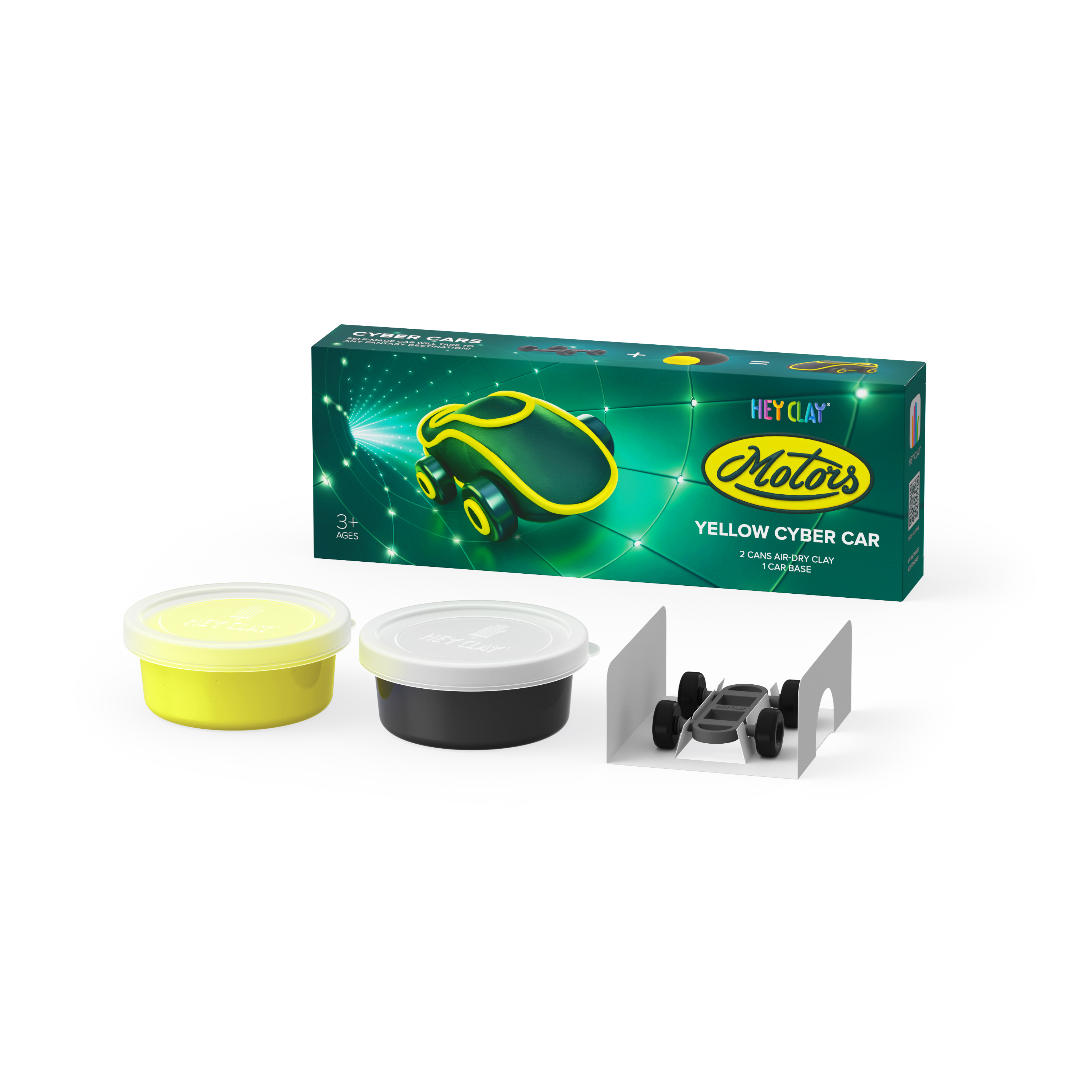 Hava ile Kuruyan Kil (2li kutu) - Sarı  Siber Araba Hey Clay | 3+ Yaş