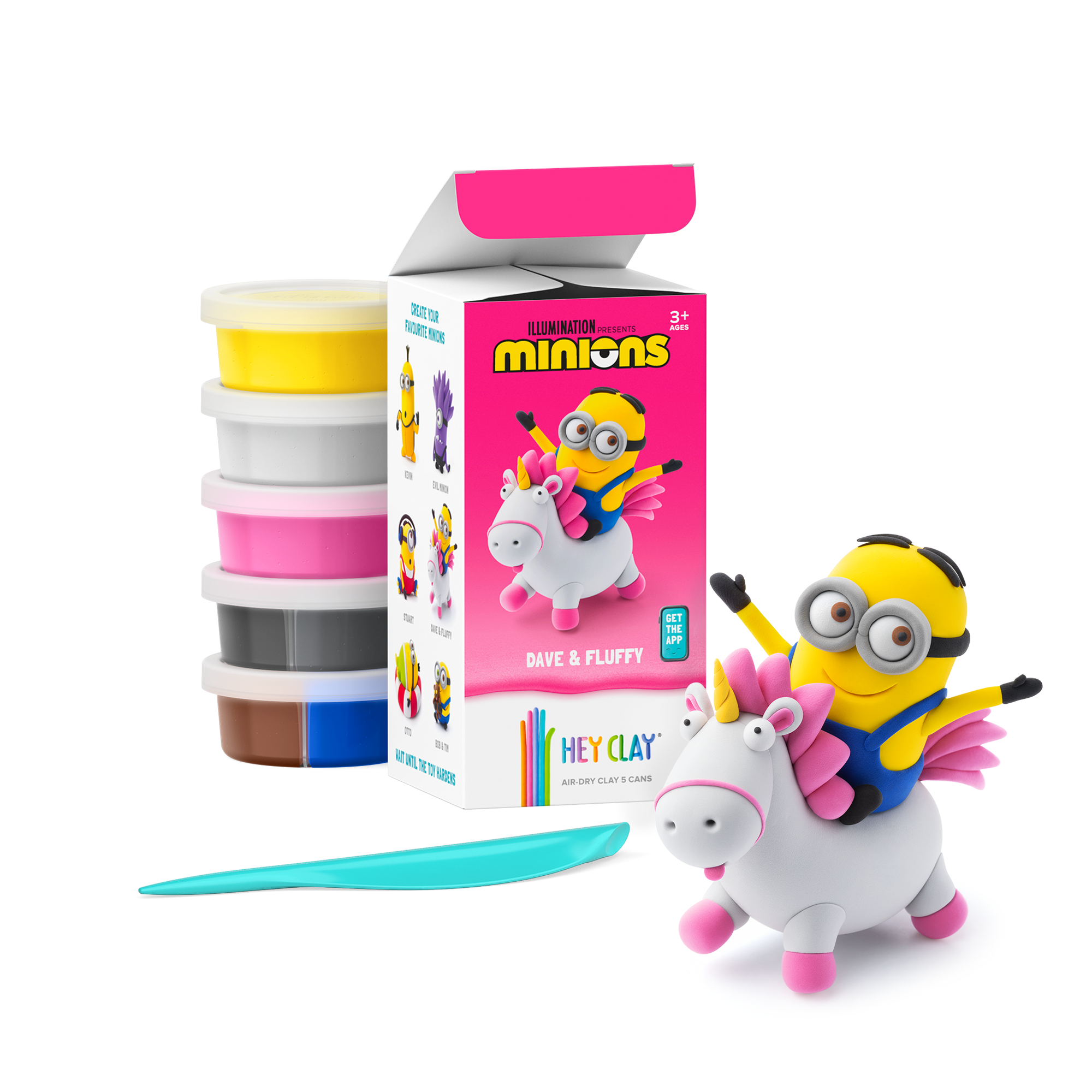Hava ile Kuruyan Kil (5li kutu) - Minyonlar - Dave & Fluffy Hey Clay | 3+ Yaş