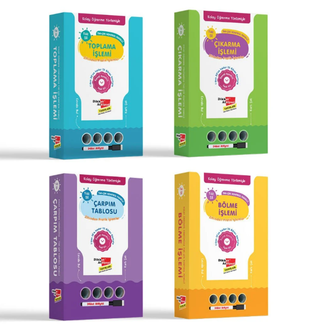 Kolay Öğrenme Yöntemiyle Toplama,Çıkarma,Çarpma,Bölme 4'lü Set