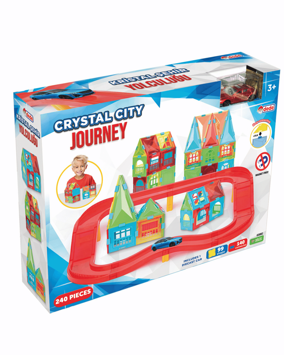 Manyetik Oyun Blokları Şehir Yolculuğu 240 Parça 3 Yaş üzeri | Dede Marka