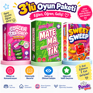 Concentration & Matema/TİK & Sweet Sweep 3'lü Eğitim ve Zeka Oyunu Paketi | Dikkat, Hafıza ve Matematik