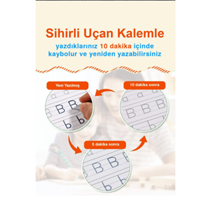 Harfleri ve Sayıları Yazmayı Kolayca Öğreten Kitap | Sihirli Uçan Kalemli Oluklu (Kabartmalı) | 4+ Yaş
