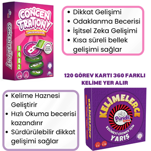 Kelimelerce - Concentration Kutu Oyunları Paketi | 7+ Yaş