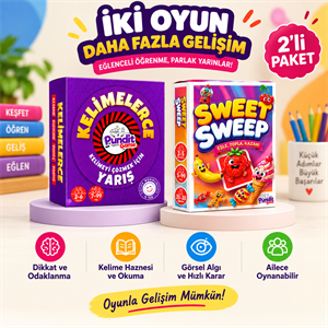 Sweet Sweep & Kelimelerce 2'li Eğitim ve Zeka Oyunu Paketi | Dikkat, Odaklanma ve Kelime Gelişimi