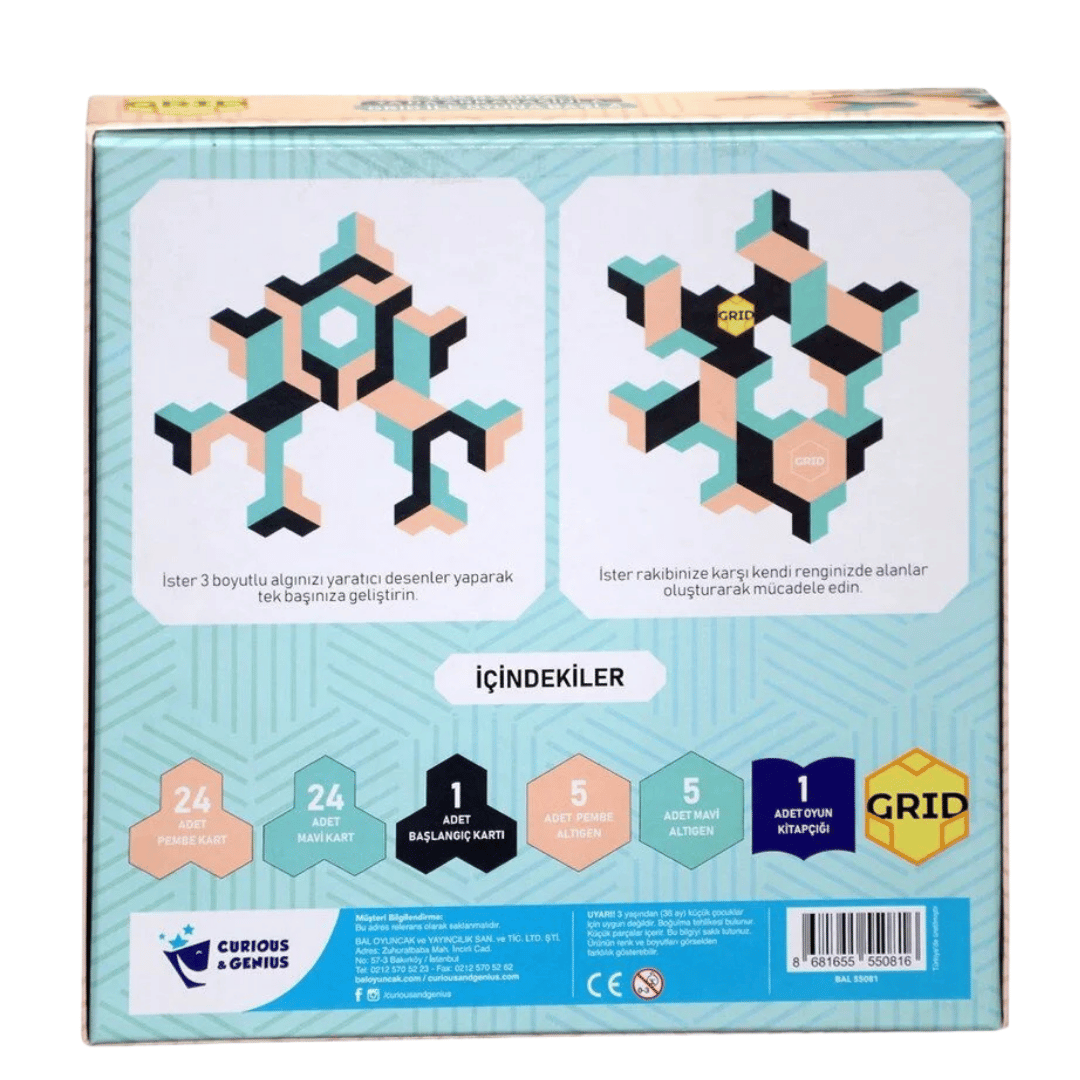 Grid Genius Grid Desen ve Strateji Kutu Oyunu | 5–99 Yaş| Fibroidanne