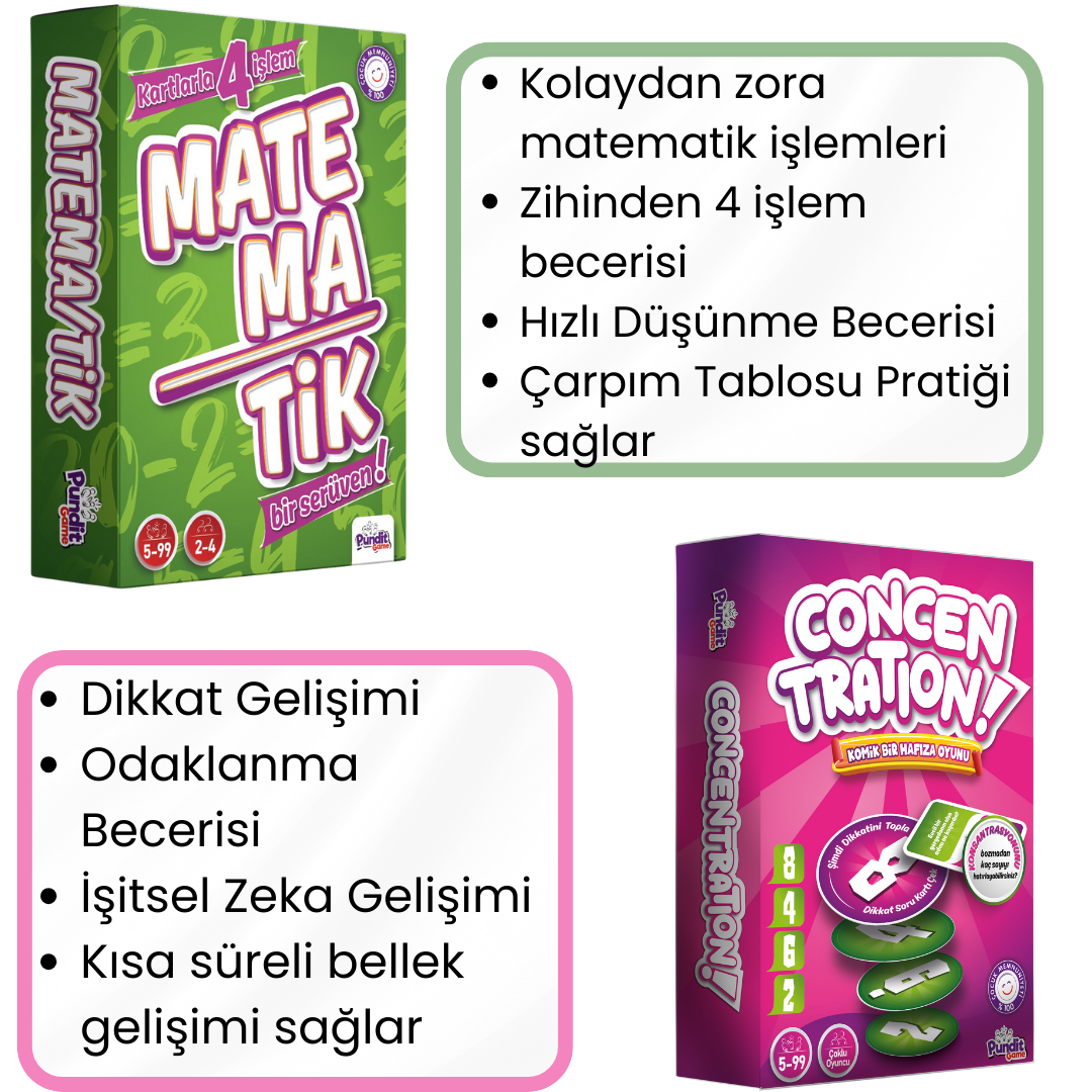 Matematik - Concentration Kutu Oyunları Paketi | 5+ Yaş