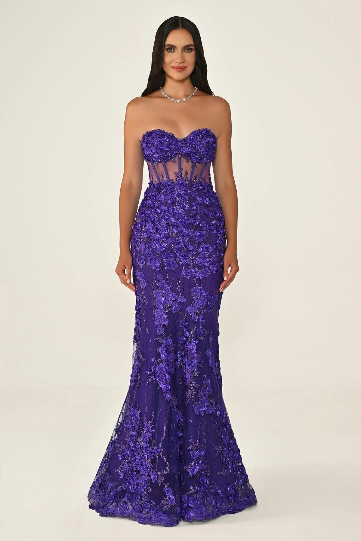 ALFABETABeli Transparan Straplez Elbise