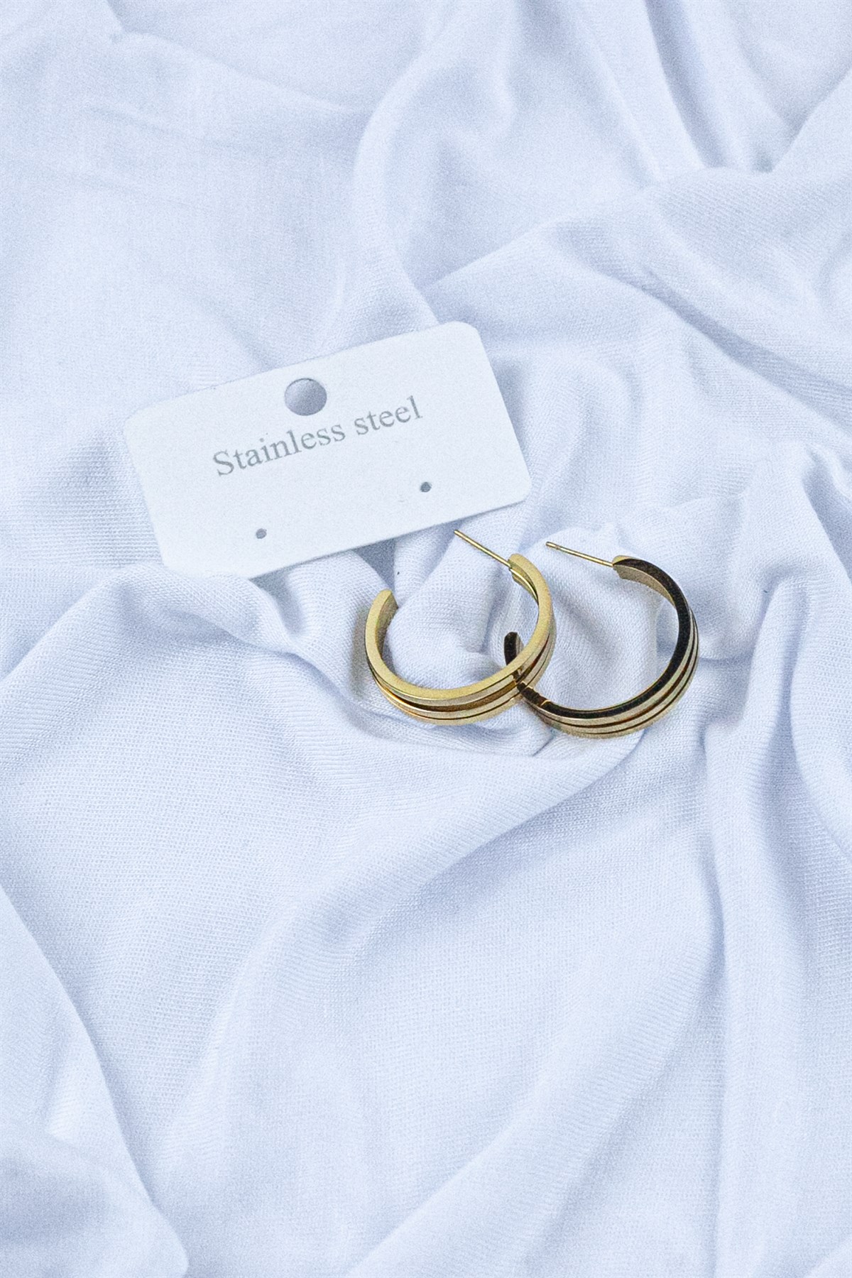 3 Sıra Çelik Halka Küpe