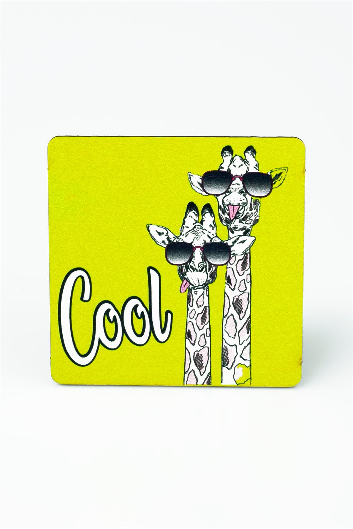 Cool Zürafalar Baskılı Ahşap Bardak Altlığı 3360