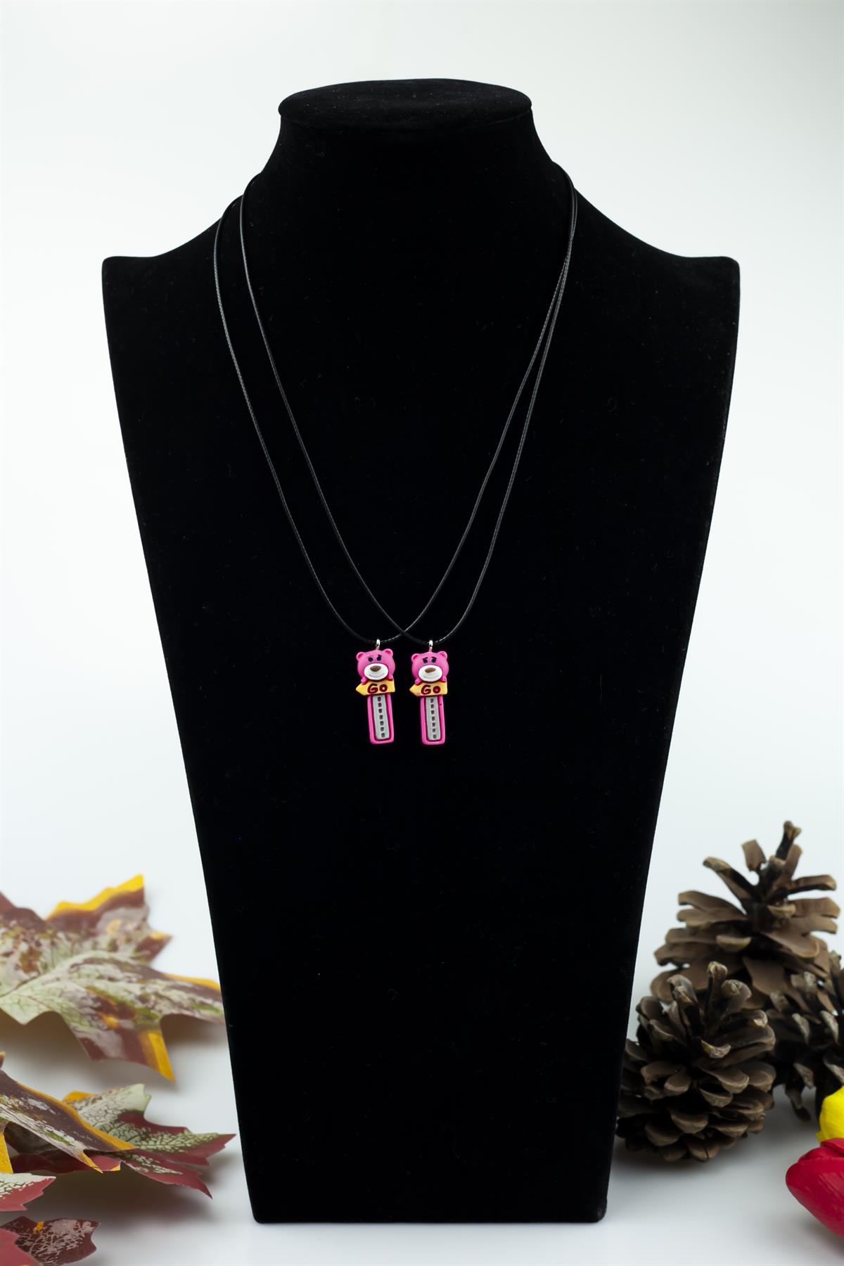 Go Tabelalı Ayıcık Figürlü İkili Best Friends (Arkadaş) Kolye 4925