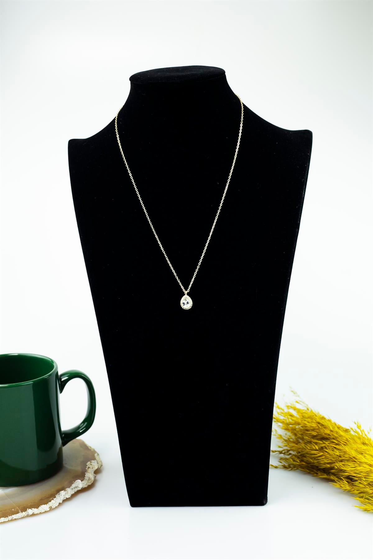 Gold Renk Damla Model Zirkon İşlemeli Küpe 4339