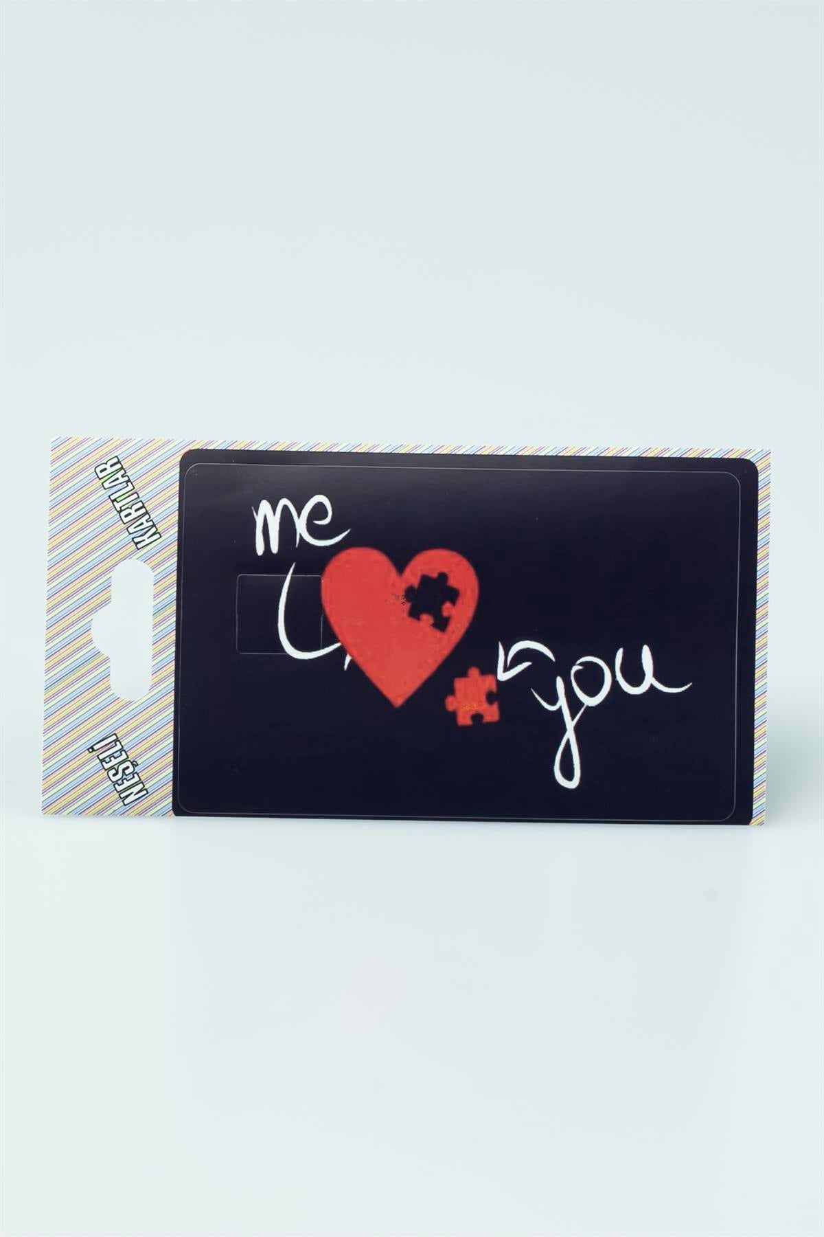 I Love You Yazılı Baskılı Kart Sticker 3056