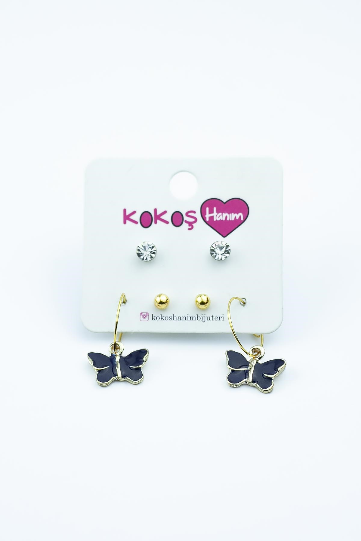 KELEBEK MODEL MİNELİ 6LI KADIN KÜPE SETİ