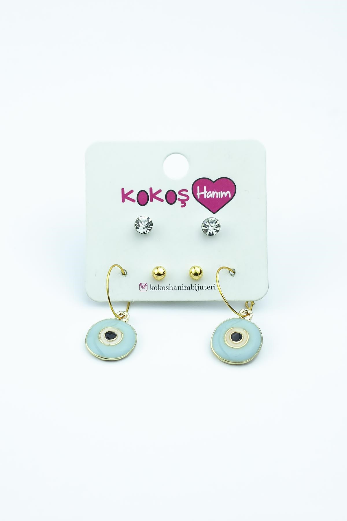 NAZARLIK MODEL MİNELİ 6LI KADIN KÜPE SETİ