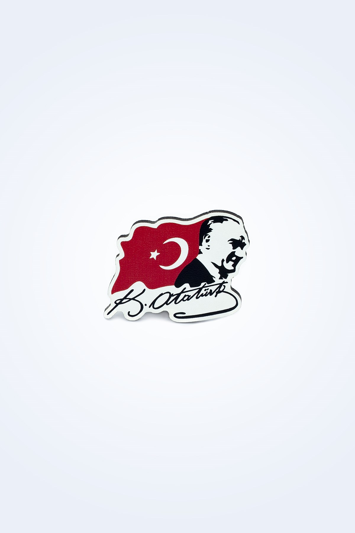 TÜRK BAYRAĞI ATATÜRK İMZALI AHŞAP ROZET