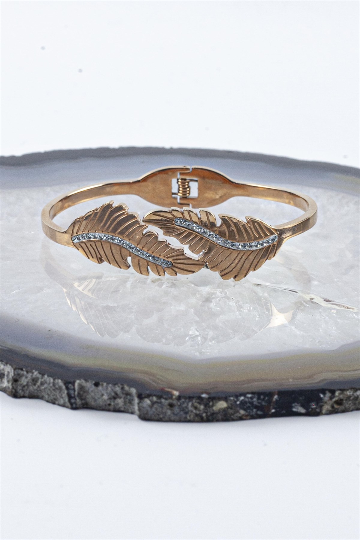 Yaprak Model Paslanmaz Çelik Kadın Bileklik