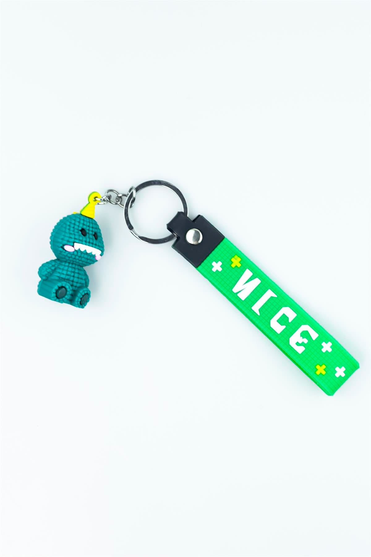 Yeşil Renk Nice Baskılı Figürlü Silikon Anahtarlık 4162