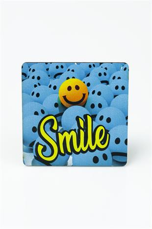 Gülümseyen Emoji(Smile) Baskılı Ahşap Bardak Altlığı 3342