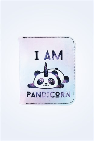 I AM PANDICORN PANDA BASKILI KADIN CÜZDAN