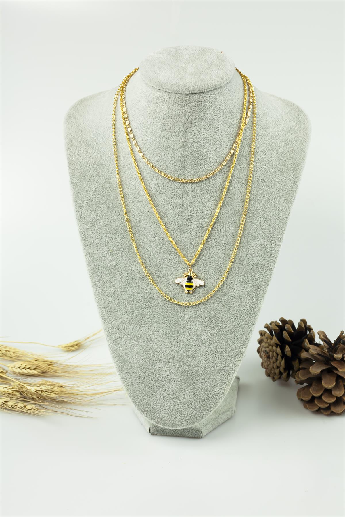 Arı Figürlü Gold Renk Kolye 2733