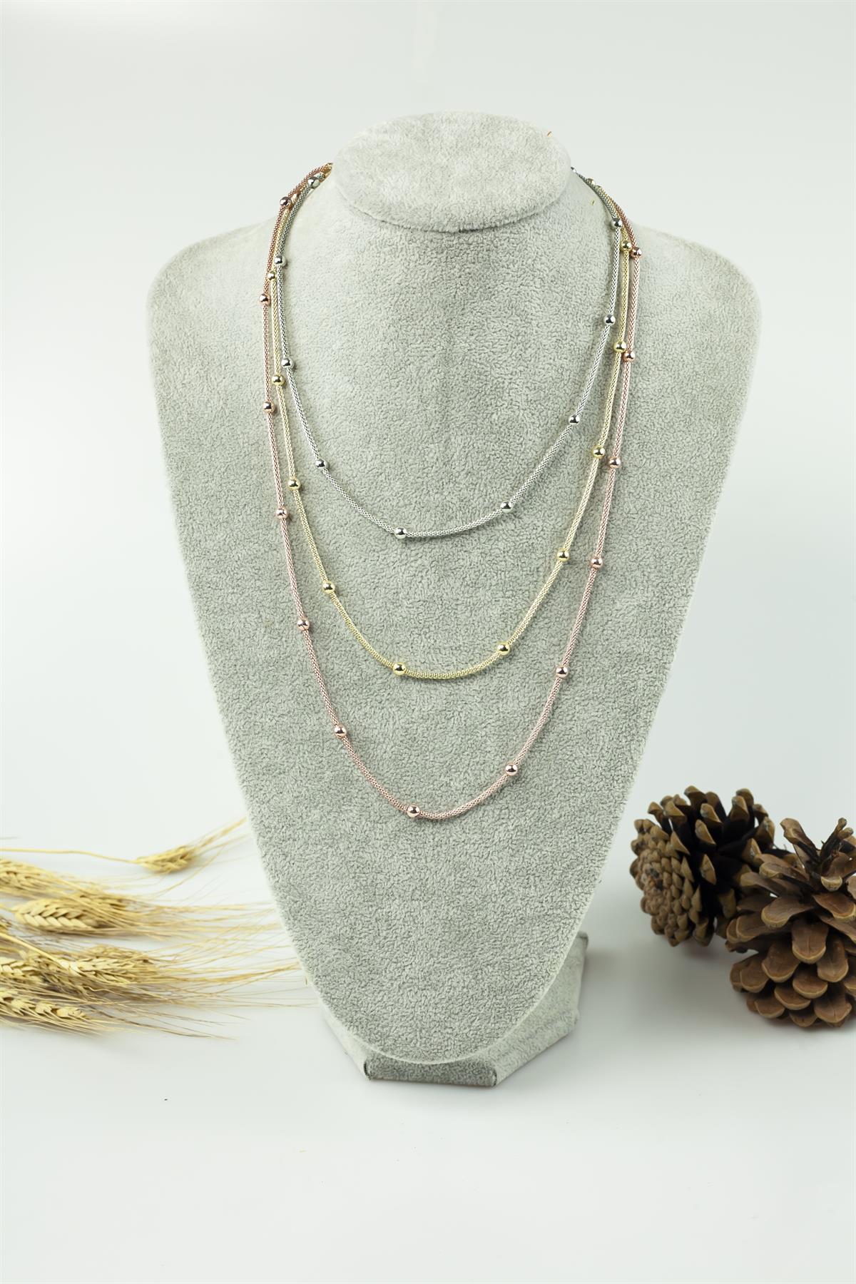 Boncuklu Üçlü Kolye 2743