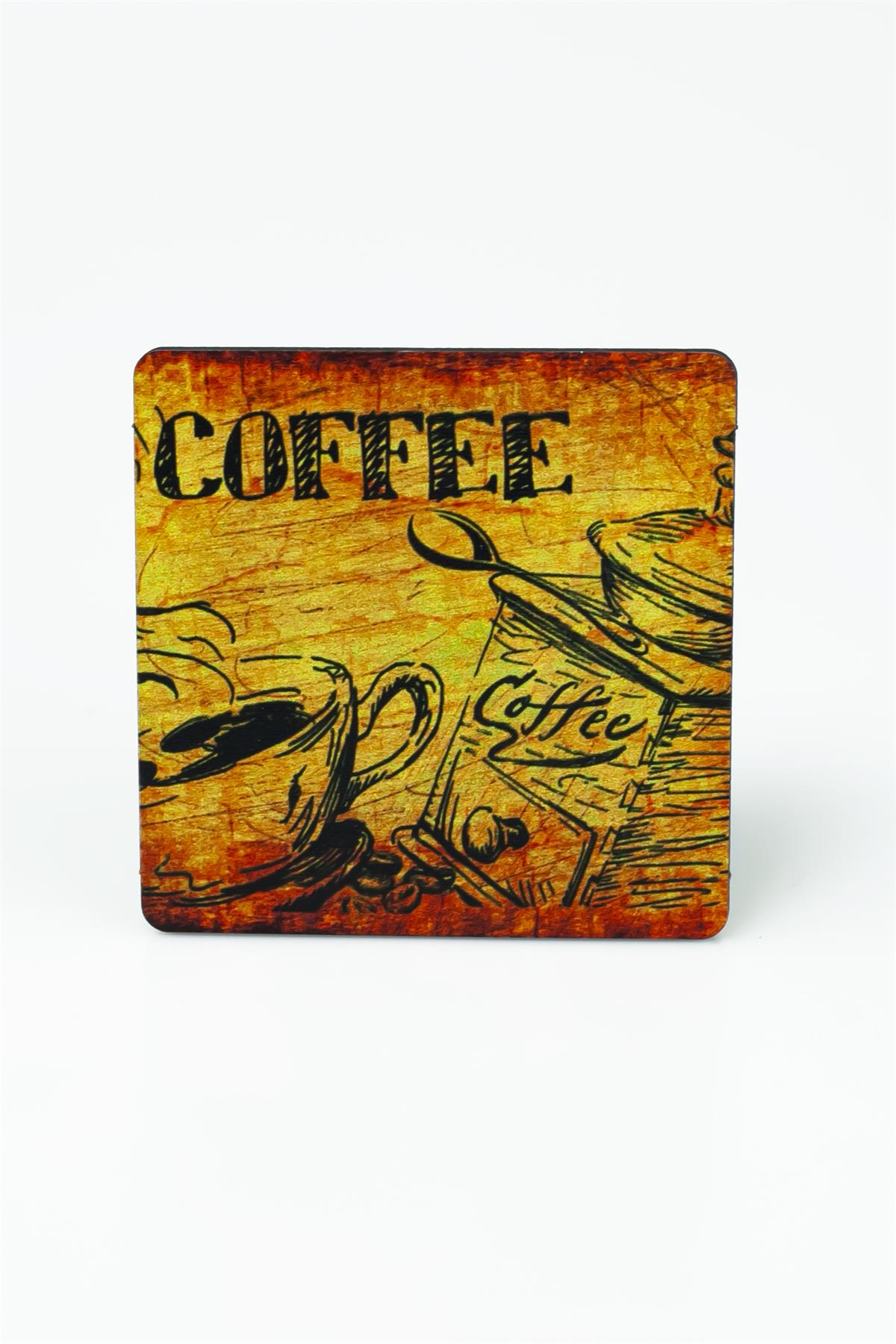 Coffee Baskılı Ahşap Bardak Altlığı 3374