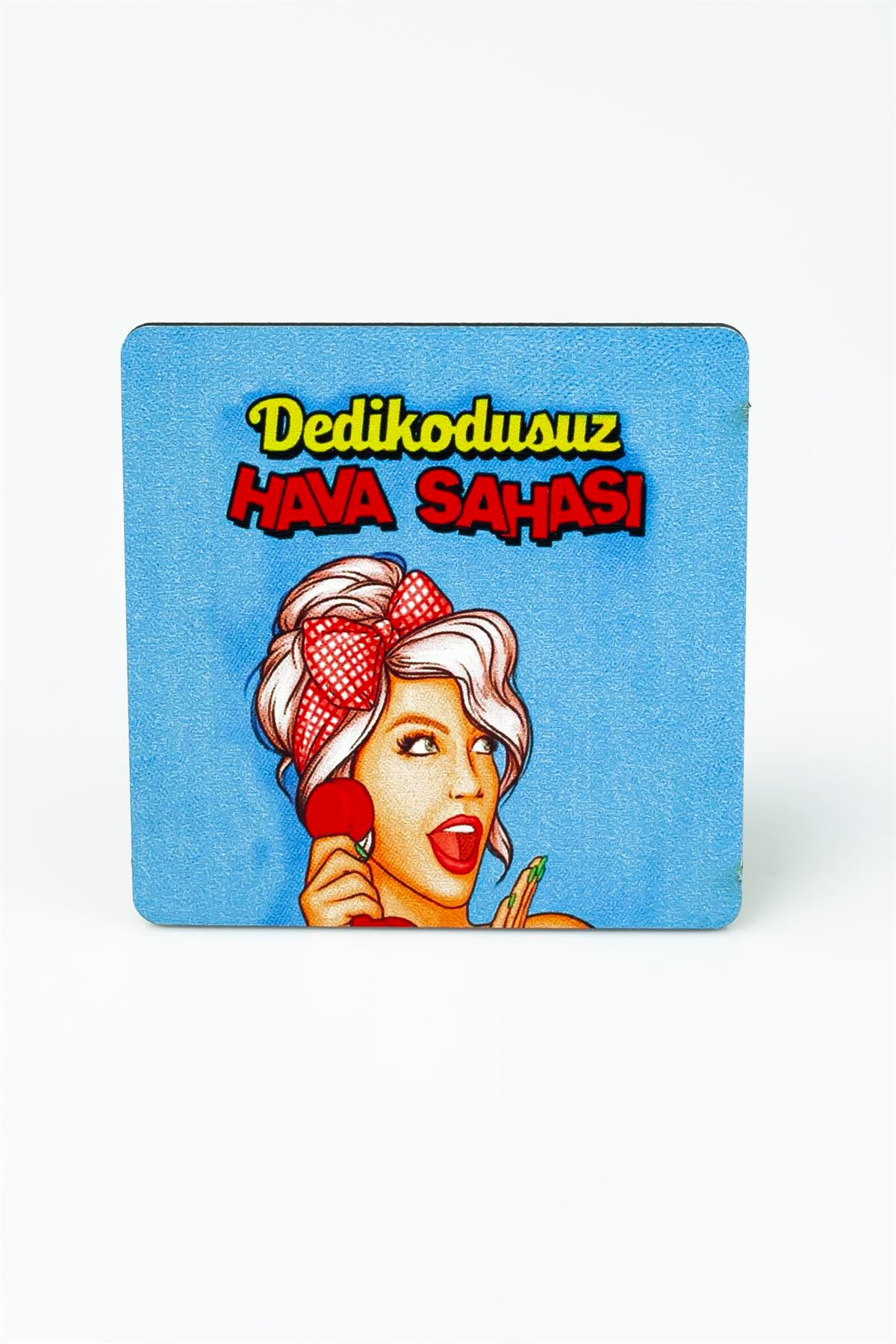 Dedikodusuz Hava Sahası Baskılı Ahşap Bardak Altlığı 3364