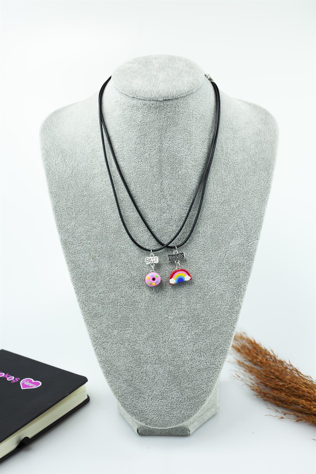 Donut ve Jelibon Figürlü İkili Best Friends (Arkadaş) Kolye 4614