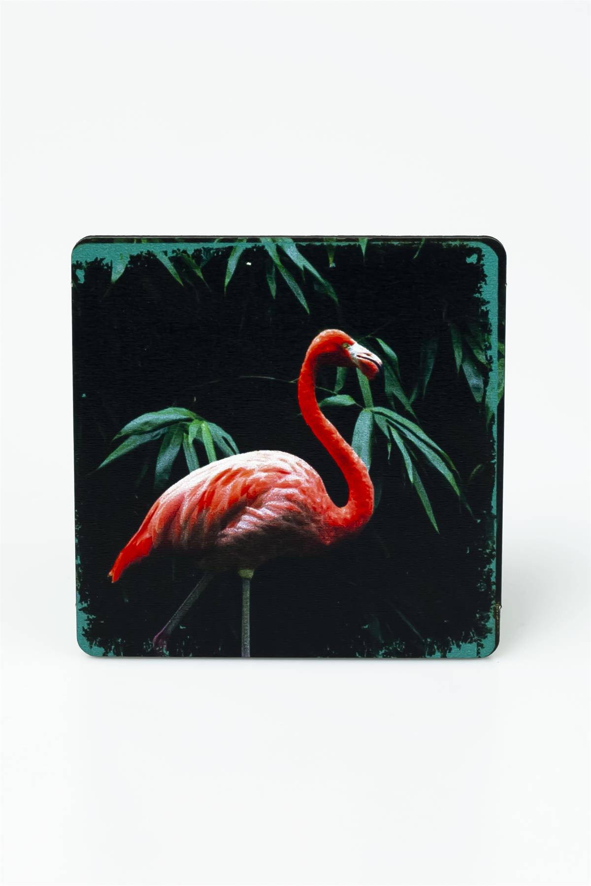 Flamingo Baskılı Ahşap Bardak Altlığı 3385