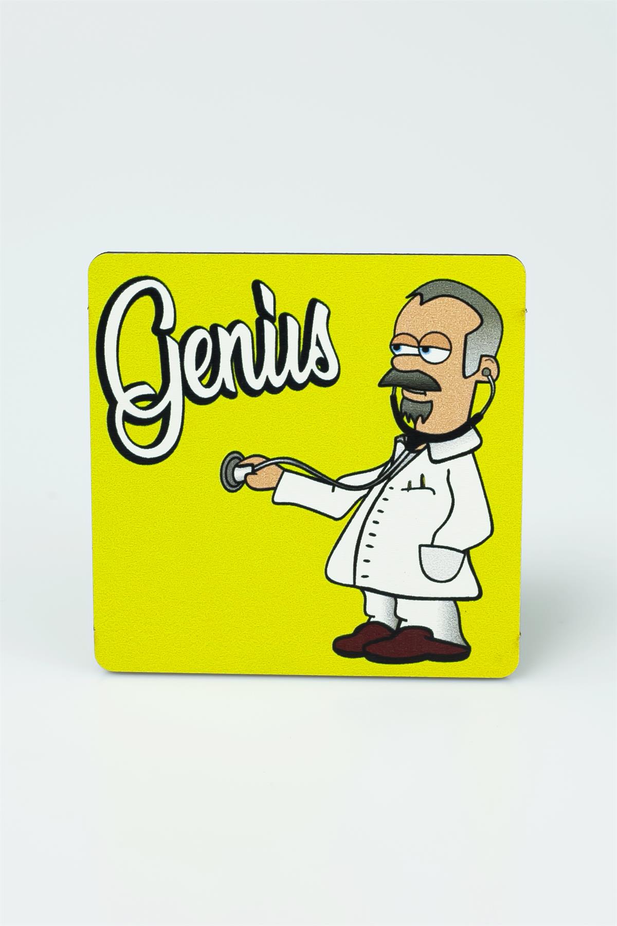 Genius(Dahi) Baskılı Ahşap Bardak Altlığı 3343