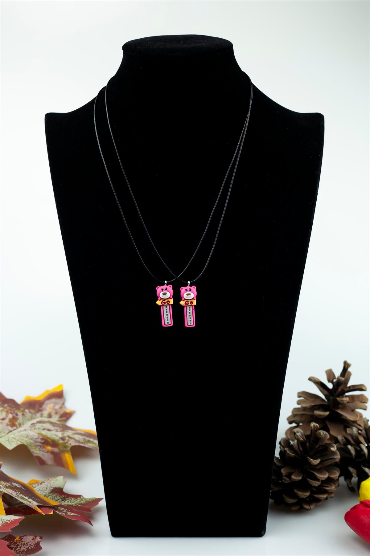 Go Tabelalı Ayıcık Figürlü İkili Best Friends (Arkadaş) Kolye 4925