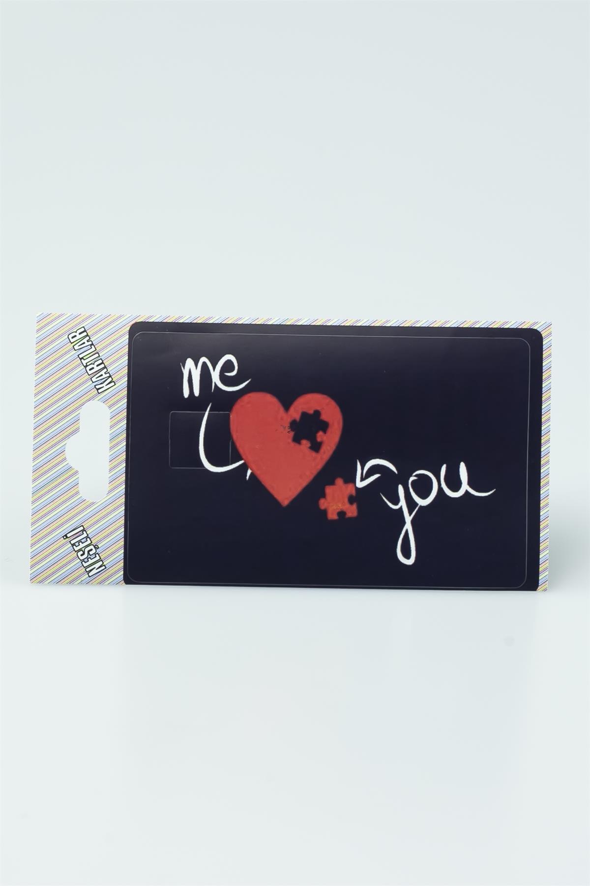 I Love You Yazılı Baskılı Kart Sticker 3056