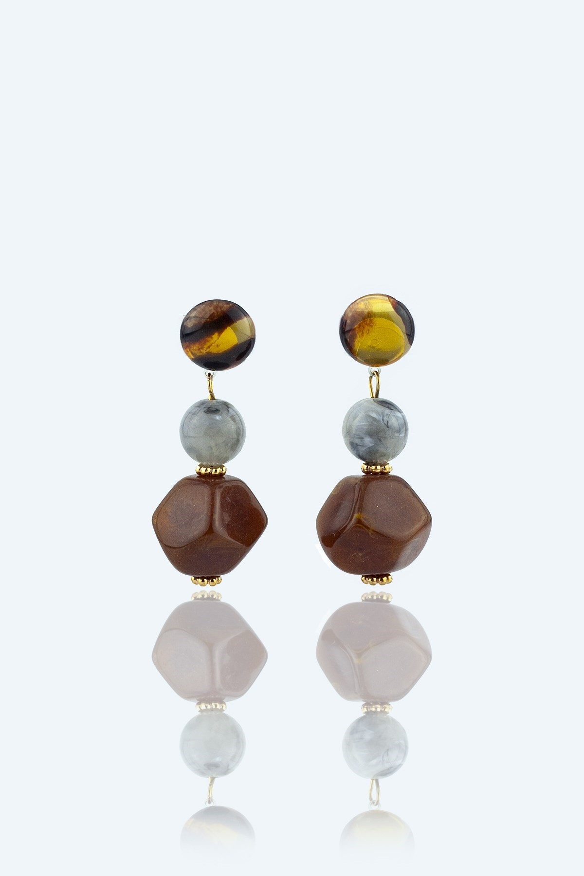 Leopar Desenli Doğaltaş Görünümlü Küpe