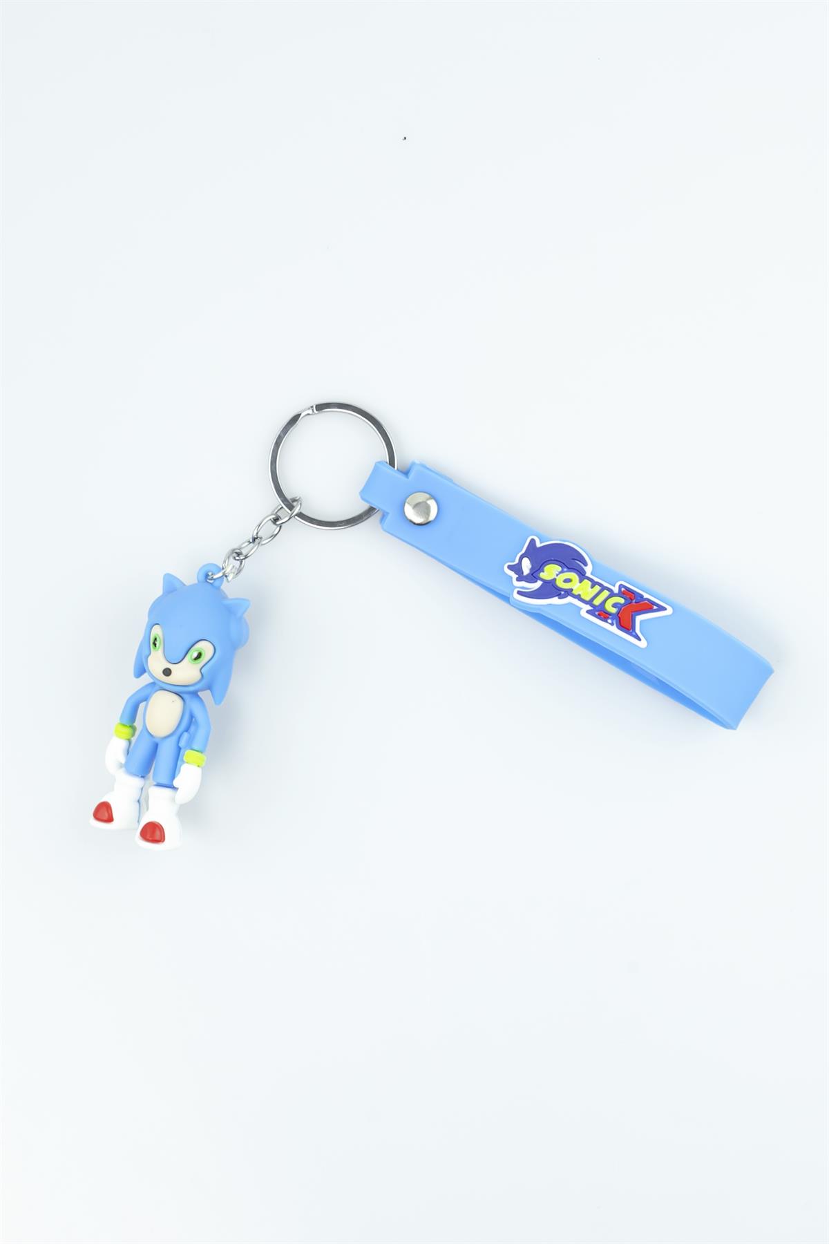 Mavi Renk Sonic Baskılı Sonic Karakteri Figürlü Silikon Anahtarlık 4203