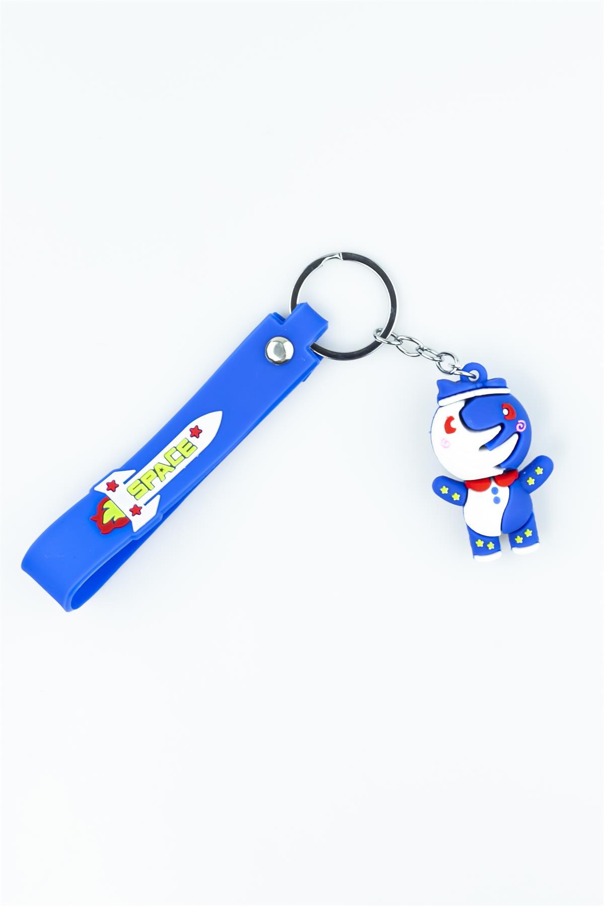 Mavi Renk Space Baskılı Astronot Figürlü Silikon Anahtarlık 4157