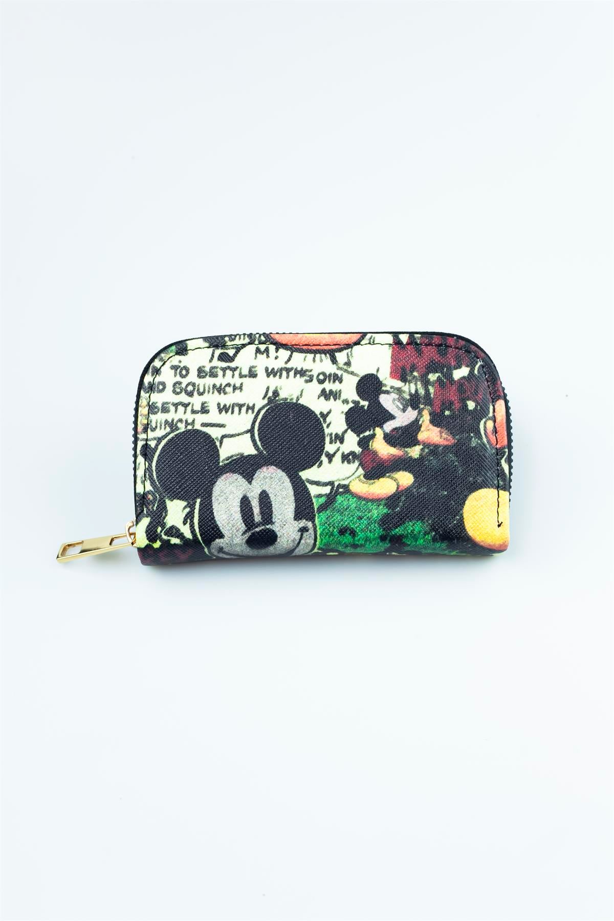 Mickey Mouse Baskılı Çok Bölmeli Kadın Cüzdan 4283