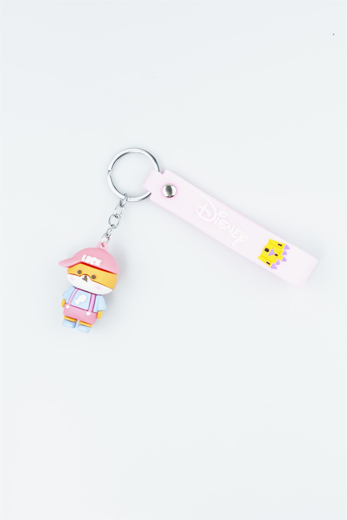 Pembe Renk Disnep Baskılı Luck Figürlü Silikon Anahtarlık 4171