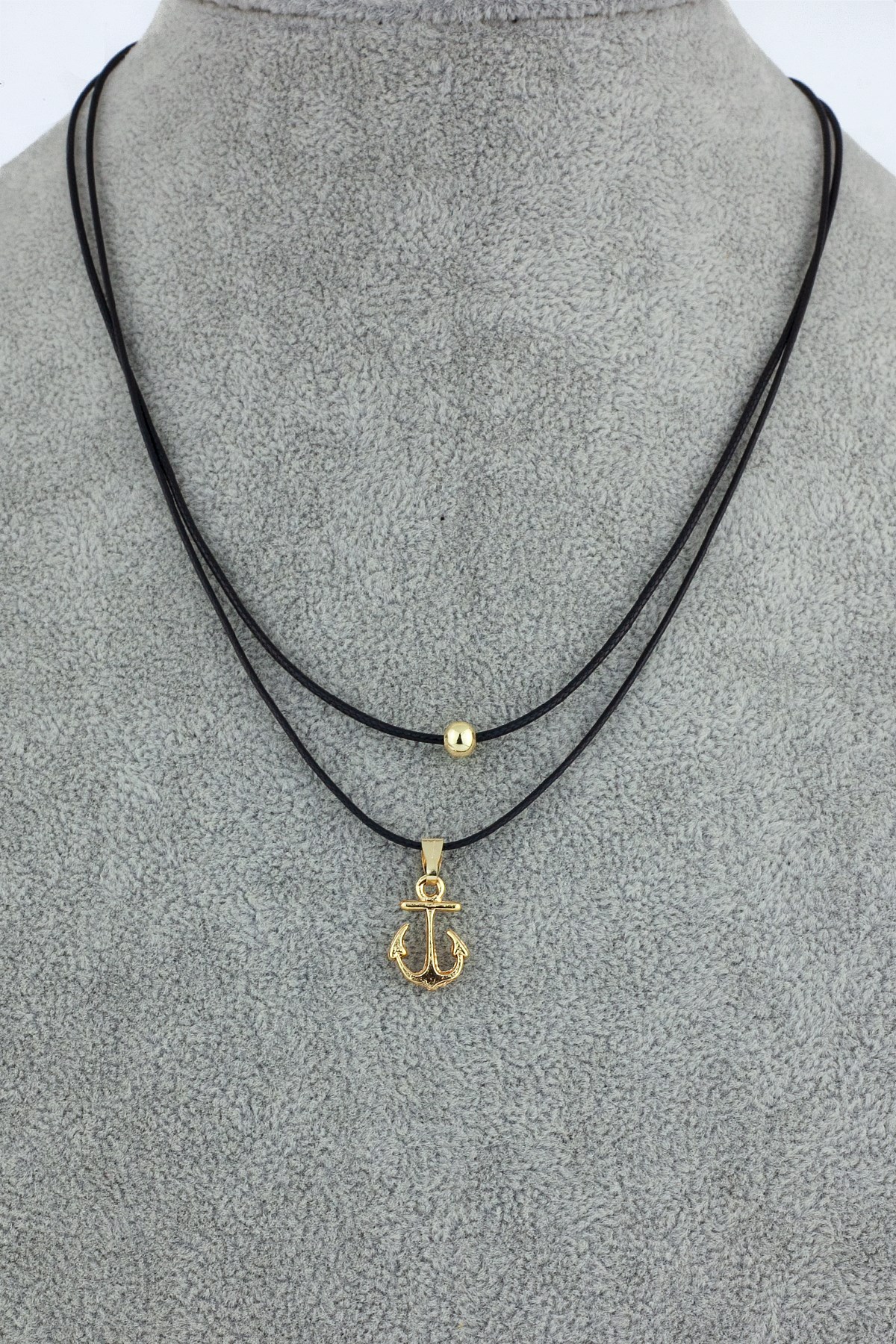 SARI GEMİ ÇAPASI ÇOKLU KADIM KOLYE