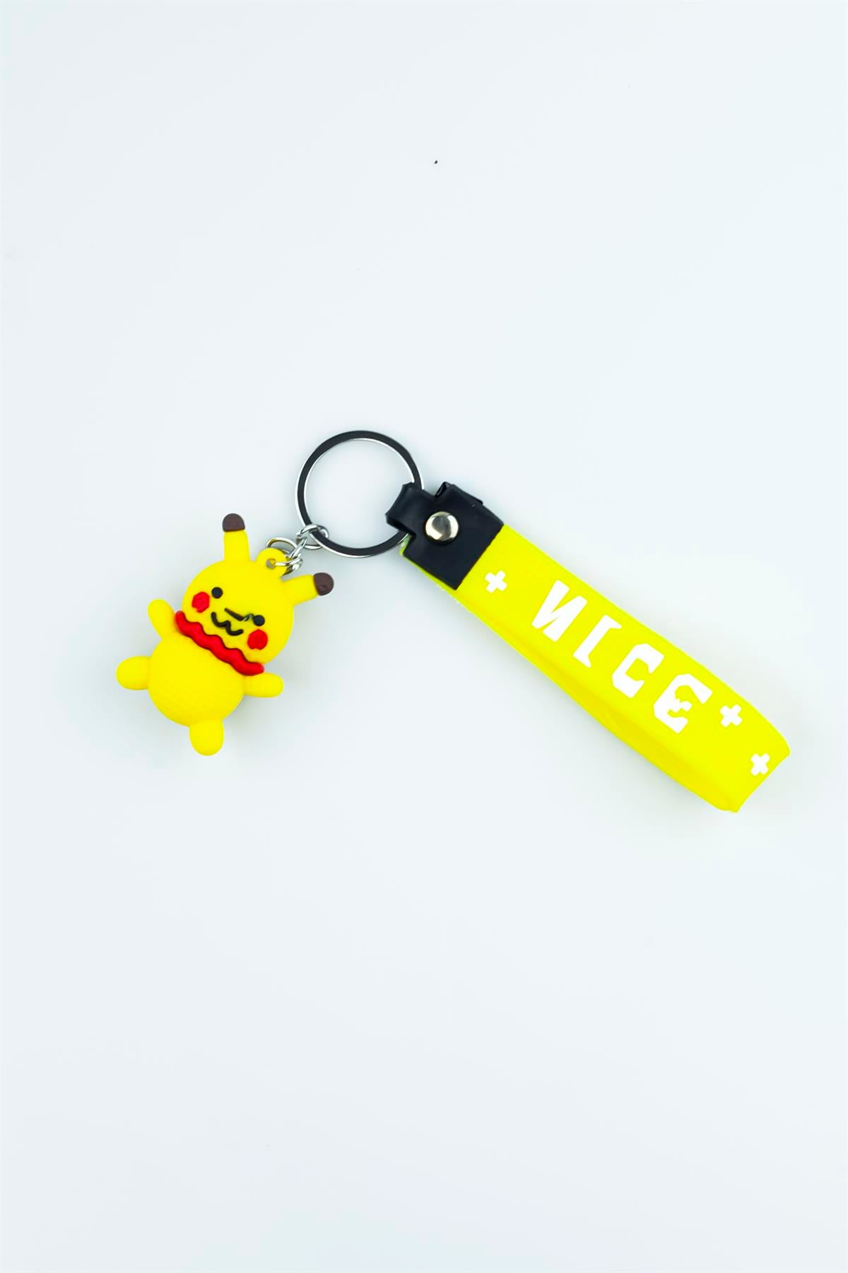 Sarı Nice Baskılı Sevimli Pikachu Figürlü Silikon Anahtarlık 4226