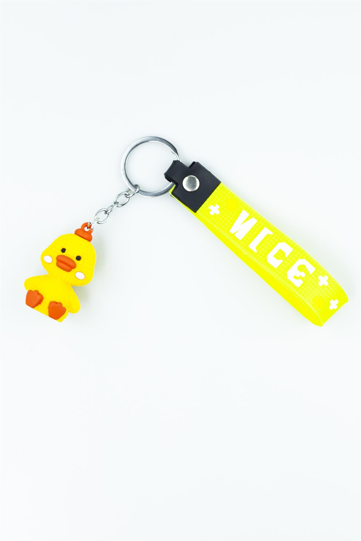 Sarı Renk Nice Baskılı Ördek Figürlü Silikon Anahtarlık 4170