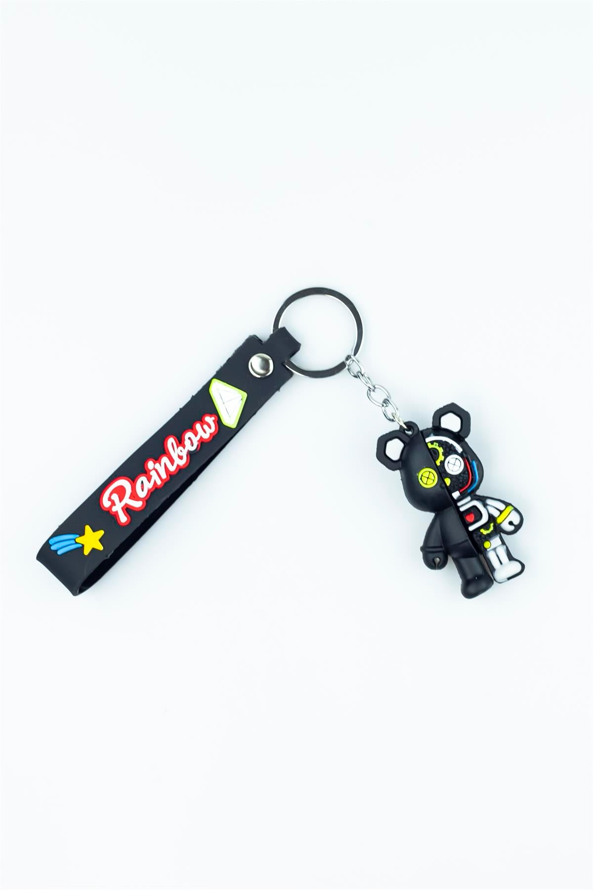 Siyah Renk Rainbow Baskılı Figürlü Silikon Anahtarlık 4165