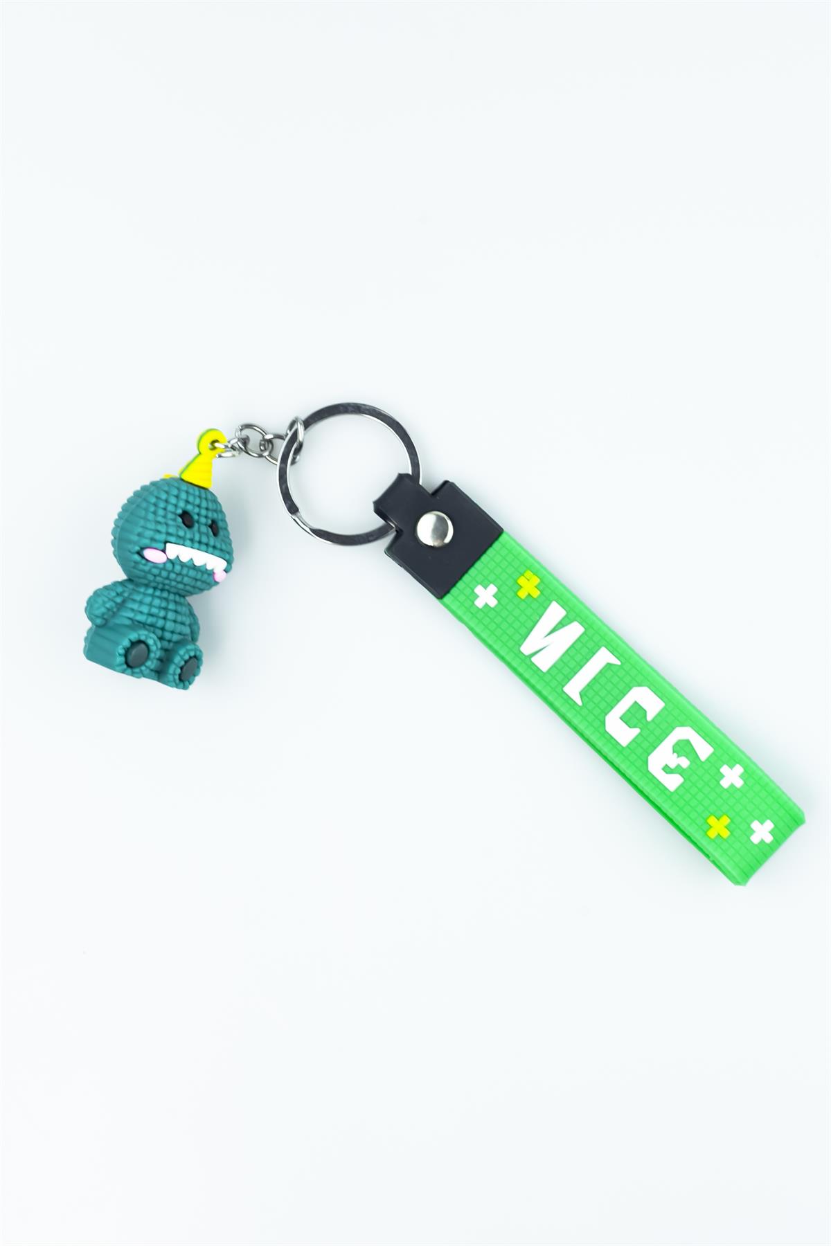 Yeşil Renk Nice Baskılı Figürlü Silikon Anahtarlık 4162