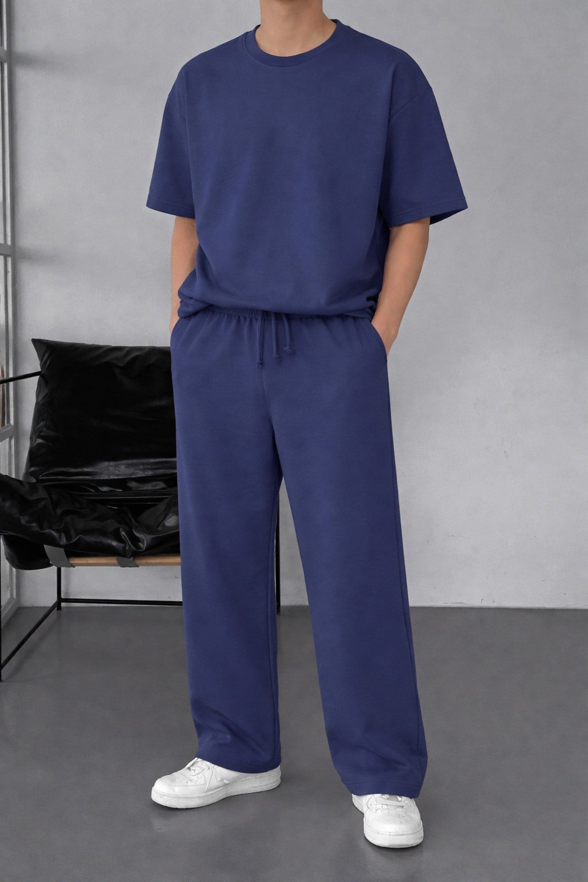 Erkek Oversize T-Shirt Eşofman Takımı Rahat Kesim Basic Kombin