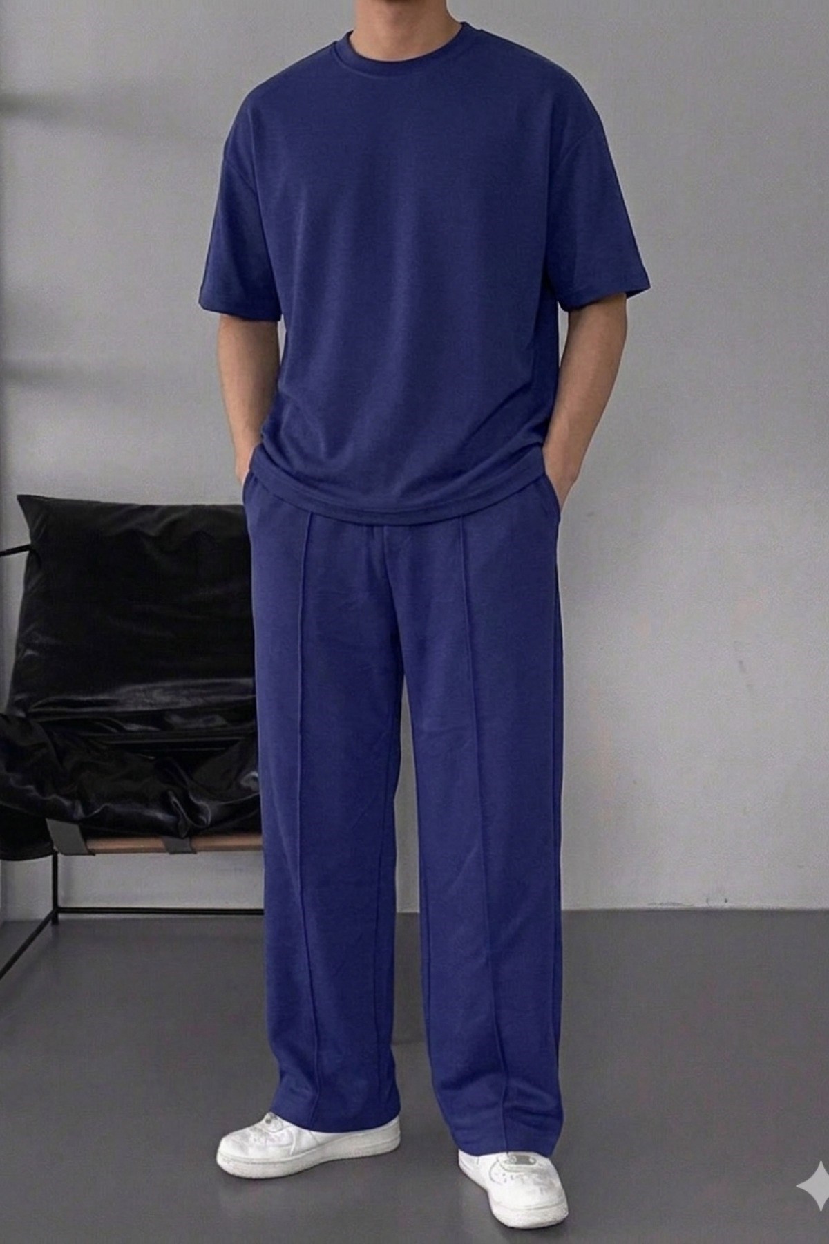 Erkek Oversize T-Shirt Eşofman Takımı Rahat Kesim Basic Kombin